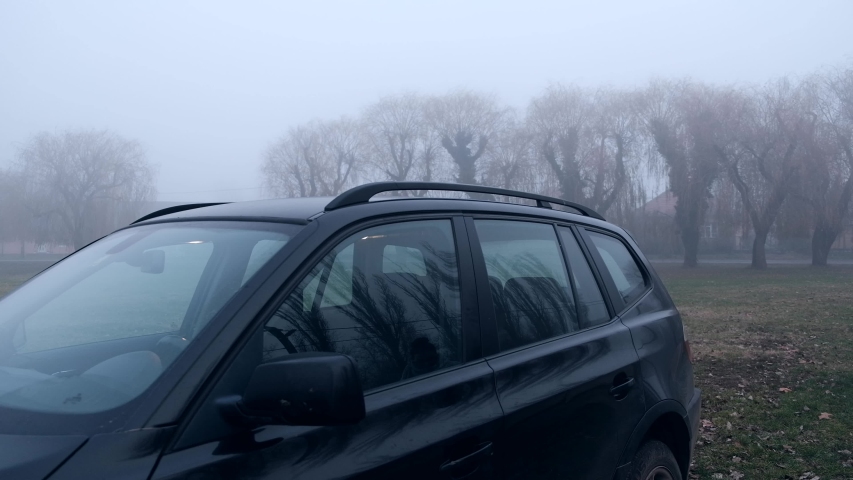 A woman gets in the car