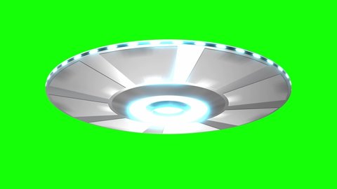 3D ufo/ flying saucer - 4K animation (3840x2160 px) - isolated on green background - appear/ disappear