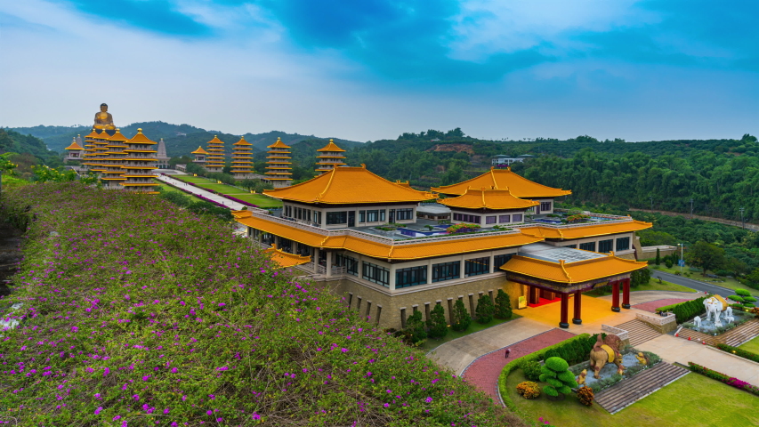 Time lapse Scenic view of Fo Guang Shan Buddha memorial center Kaohsiung Taiwan