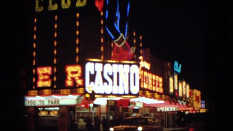 LAS VEGAS NEVADA-1967: Neon Lights In Las Vegas Strip