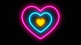 Glowing colorful Blue purple yellow neon heart hypnotize lights . Seamless VJ loop. Animation to the beat of music. 80's 90's style. Retro vintage disco. Heartbeat - Powered by Shutterstock - Get 15% off with code: PIKWIZARD15