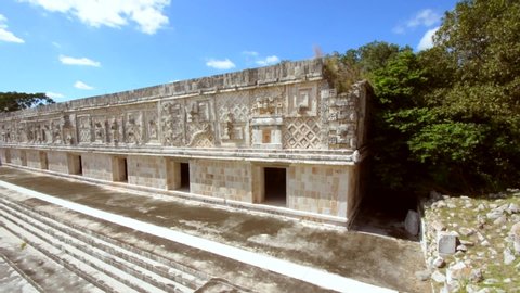 Uxmal, Yucatan - 17 November 2019:  Quadrangle of the Nuns of the archaeological zone of Uxmal