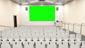 Empty Classroom At The University with Green Screen - 3d Rendering