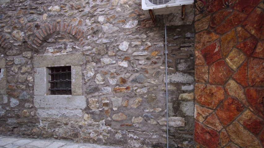 girl tourist walking the streets of the Old Bazaar in Skopje, North Macedonia
