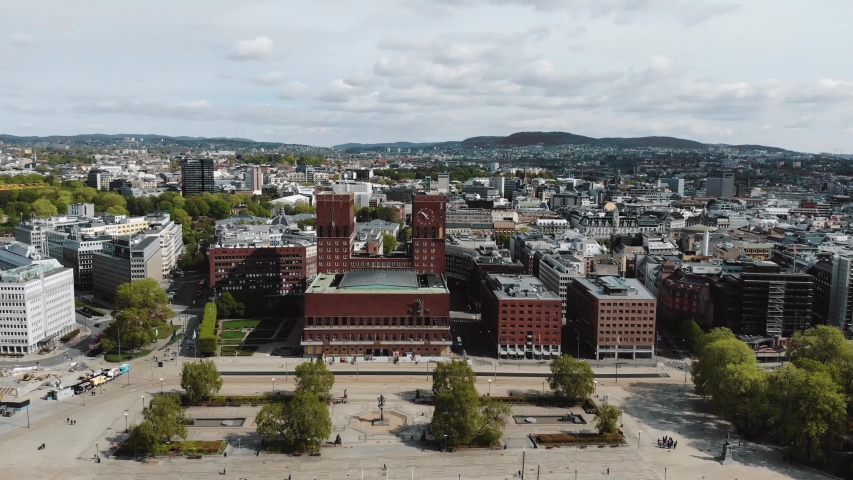 Oslo. Norway.Aerial survey. Flying over the city