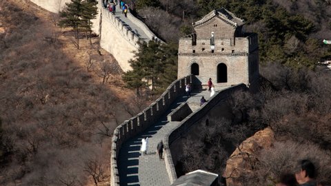 Great Wall of China Badaling timelapse pan up