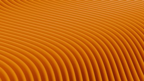 3d waves background, abstract bright orange stripes in motion, animated 4k loop