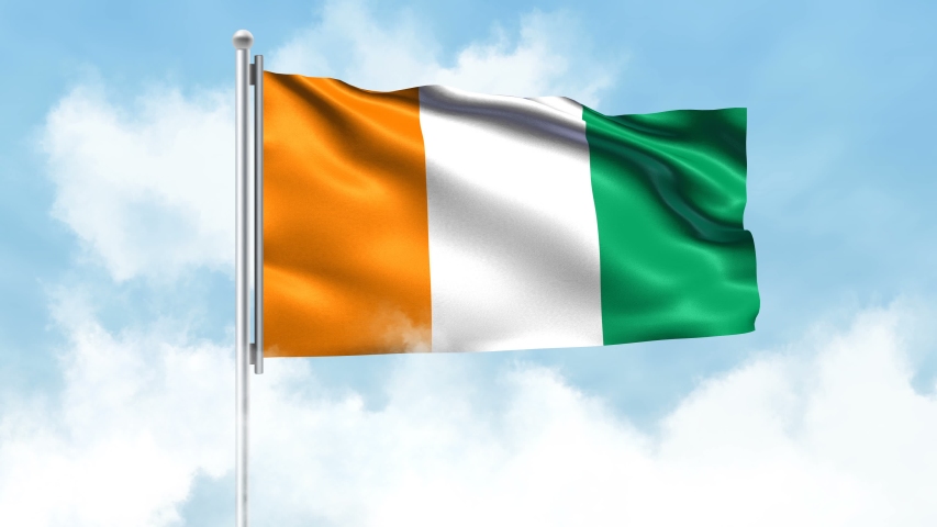 Ivory Coast Flag Waving Clouds Sky Stock Footage Video 100 Royalty   1 