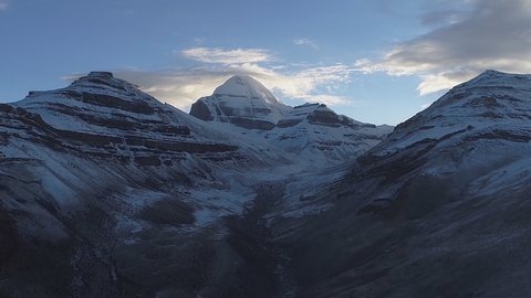 Panorama of sacred mount Kailash (elevation 6638 m), which are part of the Transhimalaya in Tibet. It is considered a sacred place in four religions: Bon, Buddhism, Hinduism and Jainism.