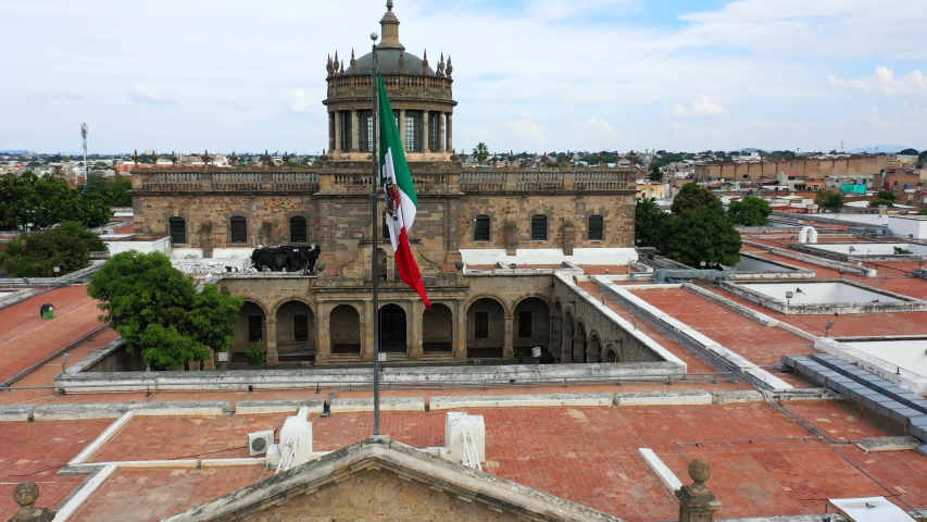 The Hospicio Cabañas in Guadalajara, Jalisco, Mexico, a World Heritage Site. View from a drone. 