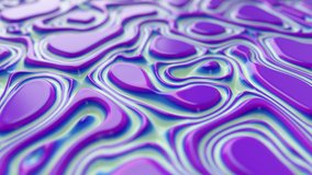 Moving random wavy texture. Psychedelic animated background. Transform abstract curved shapes. Seamless loop 3d redner