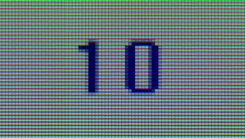 countdown seconds on an electronic display from ten seconds to zero