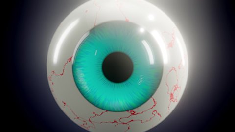 Fly into the human eye and Neurons glowing in the brain. Animation 3D render.