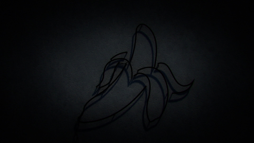 neon opened banana logo loop old bar vintage look on dirty wall