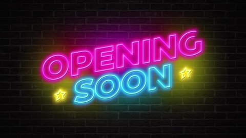 Opening Soon Neon Sign Banner for new coming shop, caffe, store