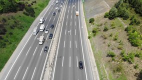 
drone image of vehicles driving on highway in istanbul