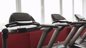 Treadmill machine in modern and empty cardio zone