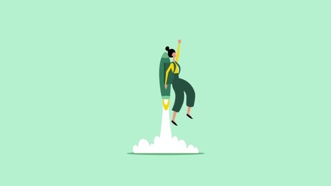 Business woman with rocket. Concept design woman with rocket. Vector illustration