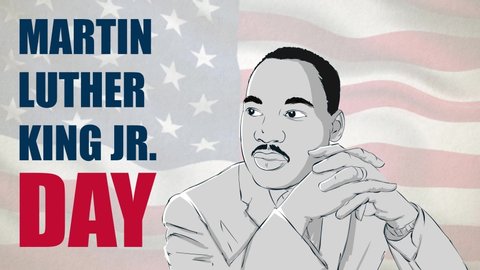 Happy Martin Luther King jr. Day. Patriot Day US American Flag Waving background. US American Flag Loop Animation.