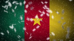 Cameroon flag falling snow loopable, New Year and Christmas background, loop - Powered by Shutterstock - Get 15% off with code: PIKWIZARD15