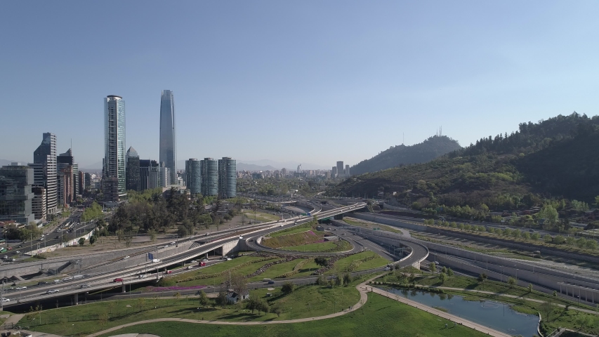 highway in Santiago, Chile. Costanera Norte Road in Las Condes Commune.