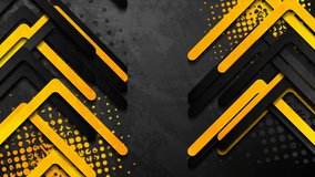 Black and yellow contrast arrows abstract corporate grunge motion background. Seamless looping. Video animation Ultra HD 4K 3840x2160