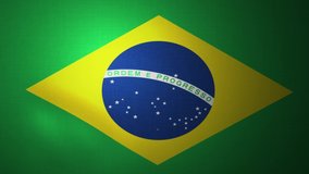Waving flag of Brazil. Realistic close up slow motion 3D animation