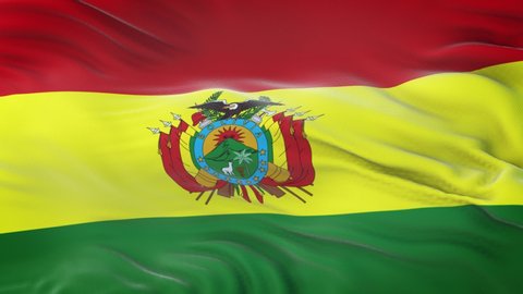 Bolivia flag waving in the wind with highly detailed fabric texture. Seamless loop