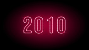 2010 to 2020 year to year counting text number animation neon digital pixelated style