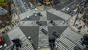 Time lapse of busy intersection in Tokyo, Japan.