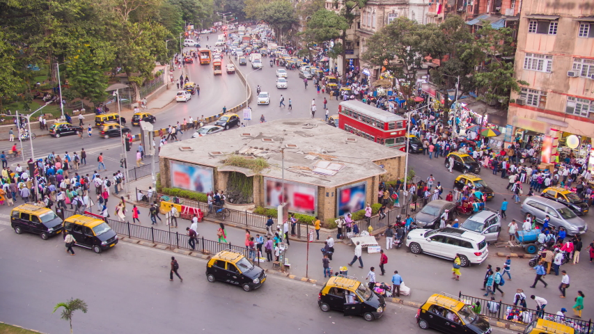 Mumbai, India - December 17, 2018: Car traffic on the central streets of Mumbai.