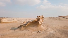 Fossil dunes landscape of formations of wind-swept sand in Abu Dhabi United Arab Emirates