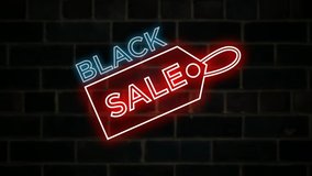 Black Friday sale neon sign banner background for promo video. concept of sale and clearance premium