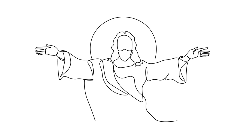 continuous line drawing jesus simple lines Stock Footage Video (100% ...