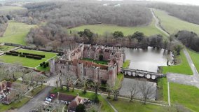 Sussex/England   Aerial video of herstmonceux castle in Sussex    taken by drone camera