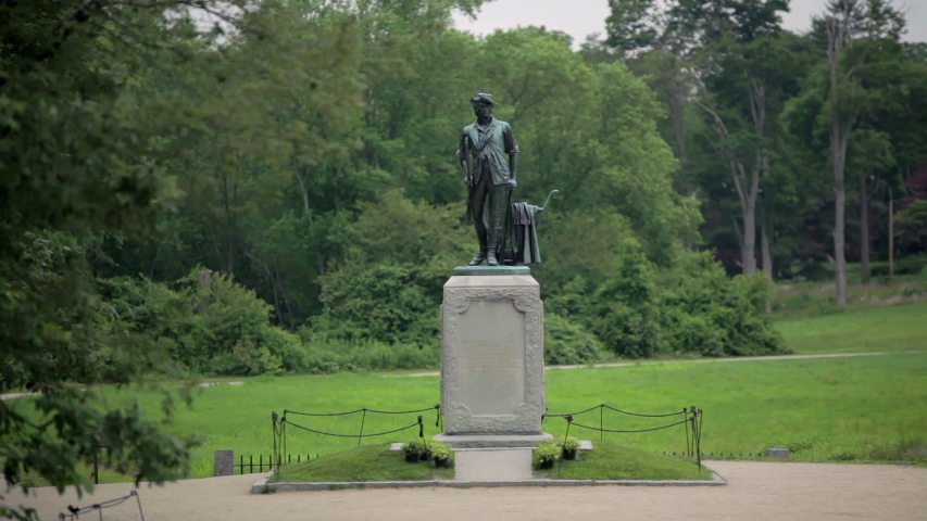 Minute Man statue at the foot of the Old North Bridge in Concord, Massachusetts