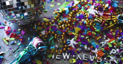Video Slide Across New Year's 2020 Party To Noisemaker