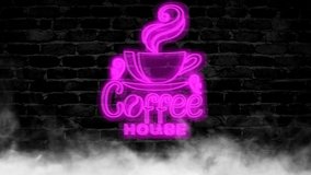 neon light coffee house concept video background animated