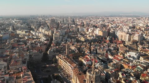 4K Drone Footage of beautiful and colorful Valencia town