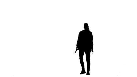 black silhouette on white background, girl dancing hip hop, street dancing,isolated