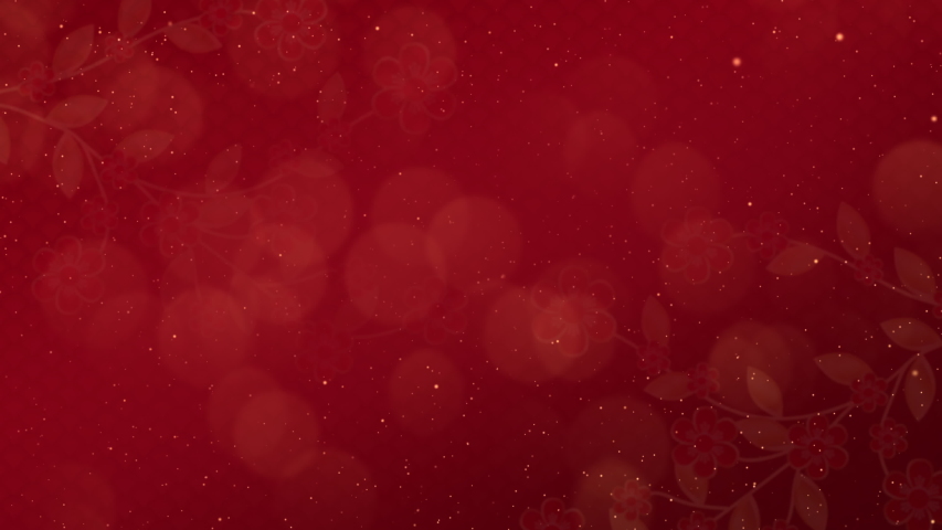 Chinese New Year also known as the Spring Festival and japanese style particles, bokeh, blossom flower, firework on red  background  Royalty-Free Stock Footage #1042930315