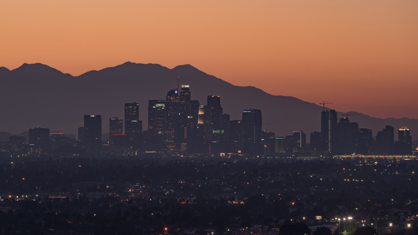 4K Timelapse Sequence of Los Angeles, USA - The Skyline at Sunrise