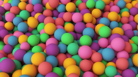 Animated Colorful Balls Slowly Moving. Background Filled with Abstract Happy Spheres Rolling and Falling Around. Endless Ball Pit.