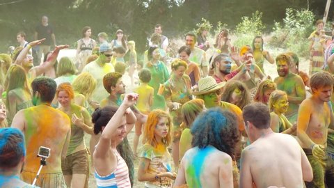 RUSSIA, ABRAU - JUNE 20, 2017: Holi Colors Festival. Ethno-esoteric Festival of Kwammanga, June 20, 2017 in Abrau Russia