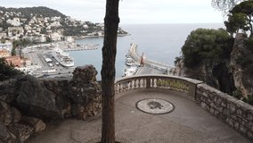 Beautiful Aerial View Of Nice Lympia Port From The Balcony Of The Castle Hill On The French Riviera, France, Europe - 4K Video