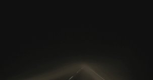 This is a video of a car driving down a loney texas road at night when there is heavy fog and then a car passes. Shot on a GH5