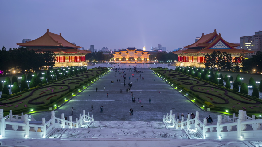 4K Timelapse of Chiang Kai Shek Memorial hall in Taipei City, Taiwan