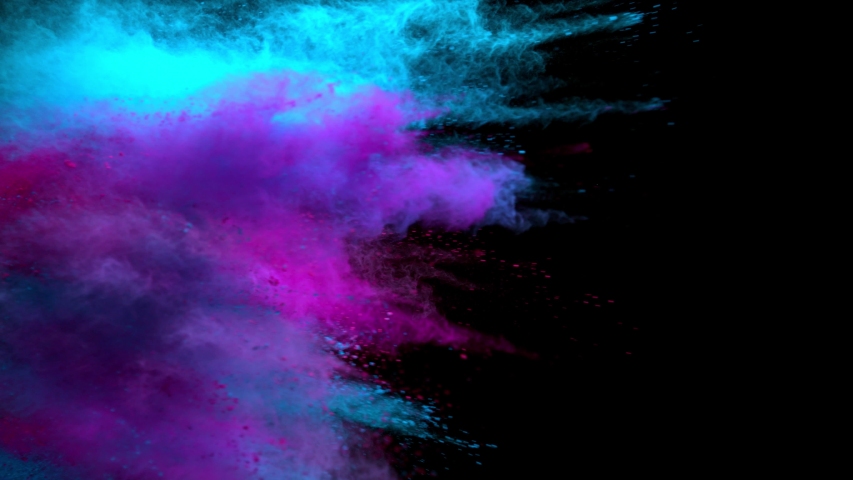 Super Slowmotion Shot of Color Powder Explosion Isolated on Black Background at 1000fps.