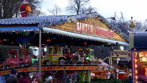 Winter wonderland Christmas fair in London Hyde Park - LONDON, UNITED KINGDOM - DECEMBER 11, 2019