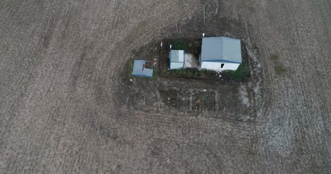 Cabin in the Field Aerial View